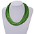 Green Multistrand Silk Cord Necklace In Silver Tone - 50cm L/ 7cm Ext - view 3