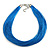Blue Multistrand Silk Cord Necklace In Silver Tone - 50cm L/ 7cm Ext