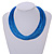 Blue Multistrand Silk Cord Necklace In Silver Tone - 50cm L/ 7cm Ext - view 3