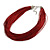 Maroon Multistrand Silk Cord Necklace In Silver Tone - 50cm L/ 7cm Ext - view 2