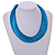 Turquoise Blue Multistrand Silk Cord Necklace In Silver Tone - 50cm L/ 7cm Ext - view 3