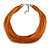 Rusty Orange Multistrand Silk Cord Necklace In Silver Tone - 50cm L/ 7cm Ext
