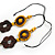 Brown/ Yellow Wood Floral Motif Black Cord Necklace - Adjustable - view 7