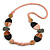 Geometric Painted Wooden Bead Long Necklace in Baby Pink, Black, Grey - 90cm Long - view 2