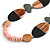 Geometric Painted Wooden Bead Long Necklace in Baby Pink, Black, Grey - 90cm Long - view 5