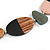 Geometric Painted Wooden Bead Long Necklace in Baby Pink, Black, Grey - 90cm Long - view 6