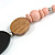Geometric Painted Wooden Bead Long Necklace in Baby Pink, Black, Grey - 90cm Long - view 7