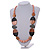 Geometric Painted Wooden Bead Long Necklace in Baby Pink, Black, Grey - 90cm Long - view 3