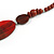 Geometric Painted Wooden Bead Long Necklace in Brown, Red, Grey - 90cm L - view 7