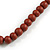 Geometric Painted Wooden Bead Long Necklace in Brown, Red, Grey - 90cm L - view 5