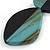 Dark Blue/Teal Geometric Wood Pendant Black Waxed Cotton Cord - 80cm L Max/ 13cm Pendant - view 7