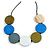 Multicoloured Wood Coin Bead Black Cotton Cord Necklace - 96cm L (Max Length) Adjustable - view 2