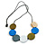 Multicoloured Wood Coin Bead Black Cotton Cord Necklace - 96cm L (Max Length) Adjustable - view 8