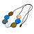 Multicoloured Wood Coin Bead Black Cotton Cord Necklace - 96cm L (Max Length) Adjustable - view 4