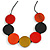 Multicoloured Wood Coin Bead Black Cotton Cord Necklace - 96cm L (Max Length) Adjustable - view 2