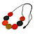 Multicoloured Wood Coin Bead Black Cotton Cord Necklace - 96cm L (Max Length) Adjustable - view 6