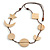 Long Moon and Star Wooden Bead Cotton Cord Necklace in Natural - 88cm Max/ Adjustable