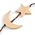 Long Moon and Star Wooden Bead Cotton Cord Necklace in Natural - 88cm Max/ Adjustable - view 5