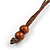 Long Moon and Star Wooden Bead Cotton Cord Necklace in Natural - 88cm Max/ Adjustable - view 6