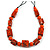 Chunky Orange with Animal Print Cube and Ball Wood Bead Cord Necklace - 90cm Max - view 2