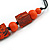 Chunky Orange with Animal Print Cube and Ball Wood Bead Cord Necklace - 90cm Max - view 9