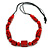 Chunky Red with Animal Print Cube and Ball Wood Bead Cord Necklace - 90cm Max - view 8