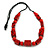 Chunky Red with Animal Print Cube and Ball Wood Bead Cord Necklace - 90cm Max