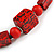 Chunky Red with Animal Print Cube and Ball Wood Bead Cord Necklace - 90cm Max - view 5