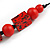 Chunky Red with Animal Print Cube and Ball Wood Bead Cord Necklace - 90cm Max - view 7