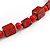 Chunky Red with Animal Print Cube and Ball Wood Bead Cord Necklace - 90cm Max - view 9