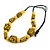 Chunky Yellow with Animal Print Cube and Ball Wood Bead Cord Necklace - 90cm Max - view 5