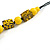Chunky Yellow with Animal Print Cube and Ball Wood Bead Cord Necklace - 90cm Max - view 6
