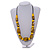 Chunky Yellow with Animal Print Cube and Ball Wood Bead Cord Necklace - 90cm Max - view 3