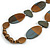Geometric Painted Wooden Bead Long Necklace in Brown, Grey - 90cm L - view 5