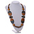 Geometric Painted Wooden Bead Long Necklace in Brown, Grey - 90cm L - view 3
