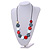 Red/White/Grey Wooden Coin Bead Black Cotton Cord Necklace/ 86cm Max Lenght/ Adjustable - view 3
