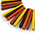 Statement Orange/ Black/ Yellow/ Brown Wood Bead Fringe Necklace with Black Cotton Cords/ 74cm L - view 4