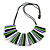 Statement Green/Lilac/White/Black Wood Bead Fringe Necklace with Black Cotton Cords/ 74cm L