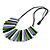 Statement Green/Lilac/White/Black Wood Bead Fringe Necklace with Black Cotton Cords/ 74cm L - view 7