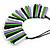 Statement Green/Lilac/White/Black Wood Bead Fringe Necklace with Black Cotton Cords/ 74cm L - view 5