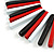 Statement Black/ White/ Red Wood Bead Fringe Necklace with Black Cotton Cords/ 74cm L - view 4
