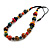 Multicoloured Round and Button Wood Bead Cotton Cord Necklace/ 80cm L/ Adjustable - view 2