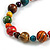 Multicoloured Round and Button Wood Bead Cotton Cord Necklace/ 80cm L/ Adjustable - view 4