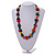 Multicoloured Round and Button Wood Bead Cotton Cord Necklace/ 80cm L/ Adjustable - view 3