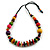 Multicoloured Round and Button Wood Bead Cotton Cord Necklace/ 86cm L/ Adjustable - view 8