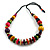 Multicoloured Round and Button Wood Bead Cotton Cord Necklace/ 86cm L/ Adjustable - view 2