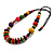 Multicoloured Round and Button Wood Bead Cotton Cord Necklace/ 86cm L/ Adjustable - view 7