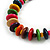 Multicoloured Round and Button Wood Bead Cotton Cord Necklace/ 86cm L/ Adjustable - view 4