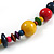 Multicoloured Round and Button Wood Bead Cotton Cord Necklace/ 86cm L/ Adjustable - view 6