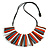 Statement Orange/White/Grey/Brown Wood Bead Fringe Necklace with Black Cotton Cords/ 74cm L